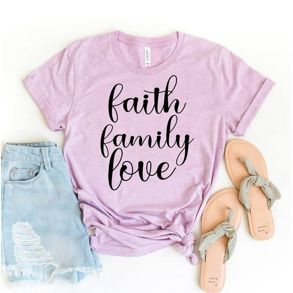 Faith Family Love T-shirt Women's Church Tshirt Christianity Shirt Hope Tee Jesus Top Cross Gift Religious Shirts