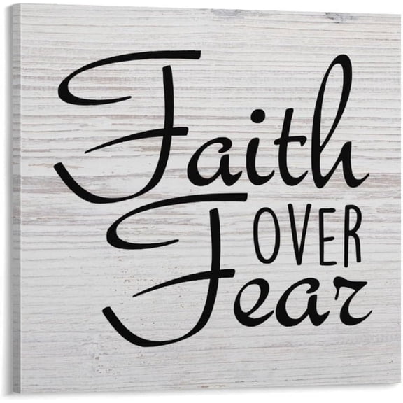Faith Over Fear Canvas Wall Art with Saying 12x12in Printed Pictures Artwork Posters Paintings Decoration for Living Room Bedroom Office Coffee Club New Home Birthday Gifts