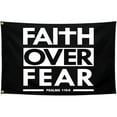 thumbnail image 1 of Faith Over Fear Flag Bible Verse Christian Jesus American Flags for Outside 3x5 Ft Funny Motivational Tapestry Banners Flags for Bedroom Room Home Gym Outdoor House Yard Sign Decorations, 1 of 7