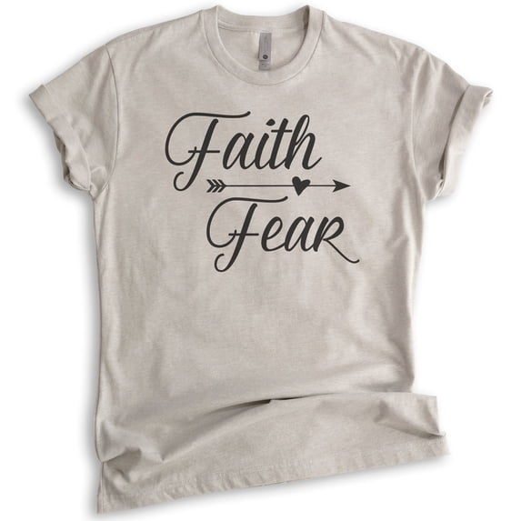 Faith Fear Shirt, Unisex Women's Men's Shirt, Christian Shirt, Catholic Shirt, Religion Tee, Grace Tee, Light Silk Gray, Small