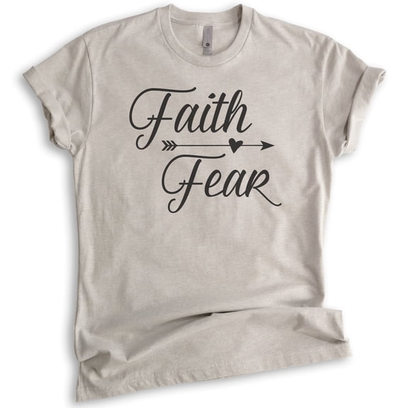 Faith Fear Shirt, Unisex Women's Men's Shirt, Christian Shirt, Catholic Shirt, Religion Tee, Grace Tee, Light Silk Gray, X-Large