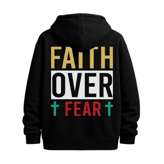 Faith Over Fear hoodies & sweatshirt funny humor mens hoodies black Winter wear, vintage style, comfortable fit, patterned sweatshirt, streetwear lovers elegant work