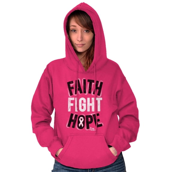 Faith Fight Hope Breast Cancer Aware Hoodie Sweatshirt Women Brisco Brands S
