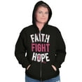 thumbnail image 1 of Faith Fight Hope Breast Cancer Aware Womens Plus Size Graphic Zipper Hoodie Brisco Brands 2X, 1 of 5