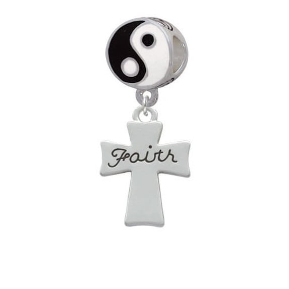 Faith Flat Cross - Yin Yang Charm Bead