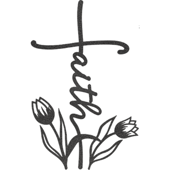 Faith Flower Cross - Metal Wall Art
