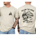 thumbnail image 1 of Faith Follow The Word Not The Herd T-Shirt Unisex – Double-Sided Christian Graphic Tee with Cross, Cow & Mountain Design, 1 of 7