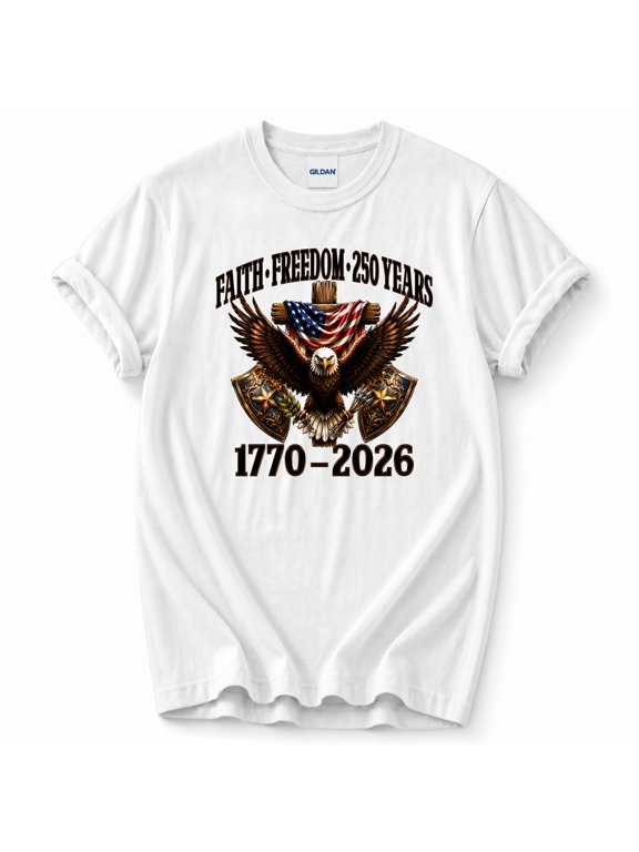 Faith Freedom 250 Years T-Shirt – Patriotic Christian Theme – Independence Day Celebration