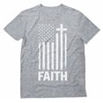 thumbnail image 1 of Faith & Freedom American Flag Patriotic Christian T-Shirt - Distressed White USA Cross - Perfect Independence Day Apparel - Ideal Gift for Men - Comfortable Christian Clothing - XXXX-Large Gray, 1 of 6