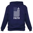 thumbnail image 1 of Faith & Freedom Women's Hoodie - Christian Distressed White USA Flag Design - Perfect Independence Day and Memorial Day Gift - Comfortable & Breathable Apparel for Women and Teen Girls - Large Blue, 1 of 4