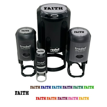 Faith Fun Text Self-Inking Rubber Stamp Ink Stamper - Black Ink - Mini 1/2 Inch