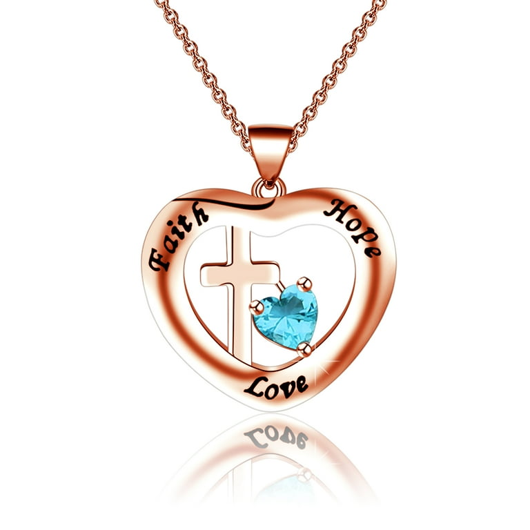 Jewelry Faith Hope Love Necklace White Gold Symbol Faith Hope Love