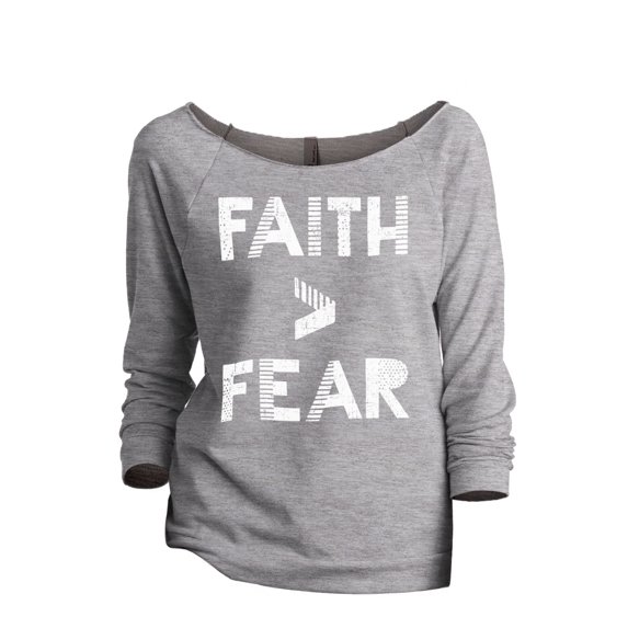 Faith Greater Than Fear Women's Fashion Slouchy 3/4 Sleeves Raglan Sweatshirt Sport Grey Small