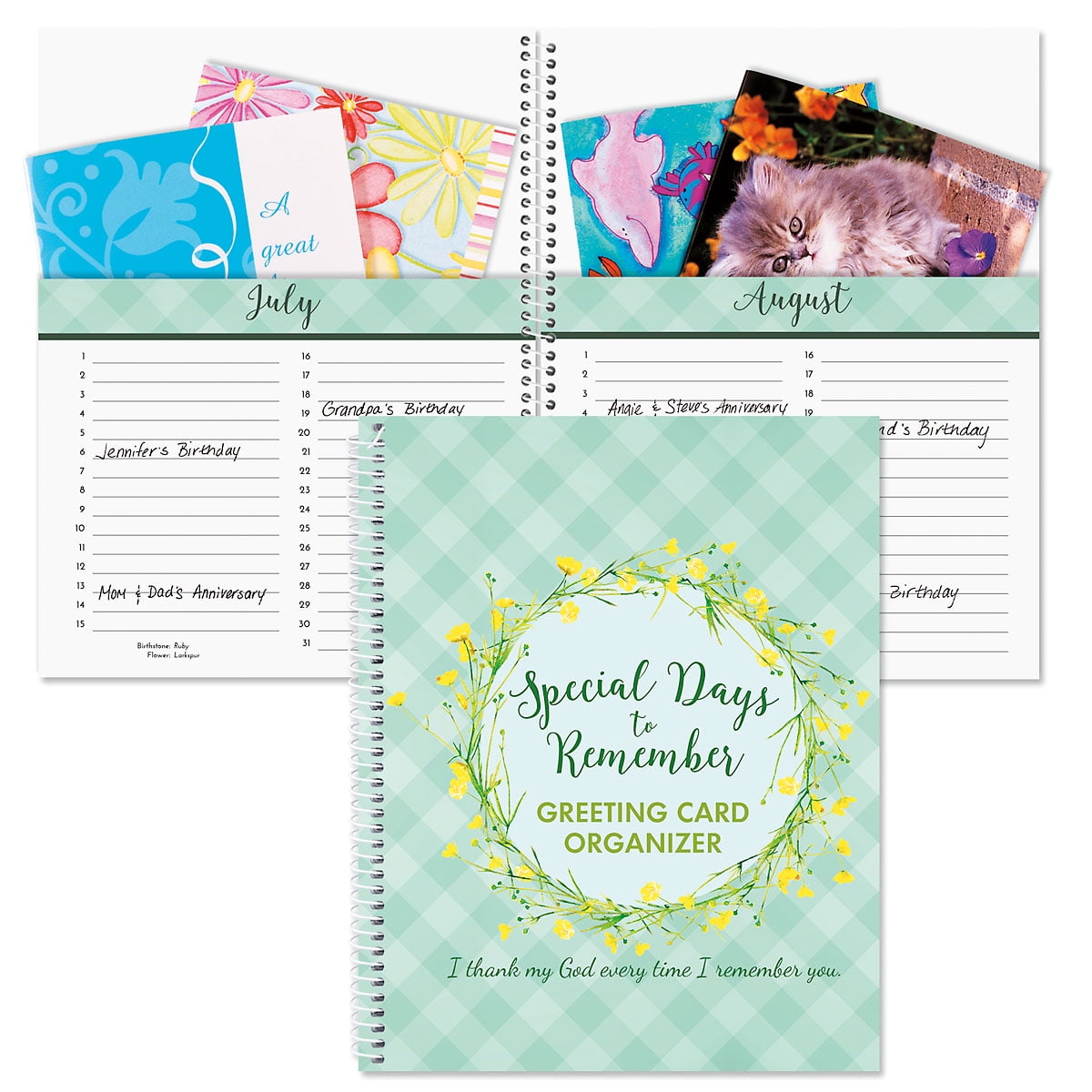 Faith Greeting Card Organizer Book Remember Special Days, Greeting