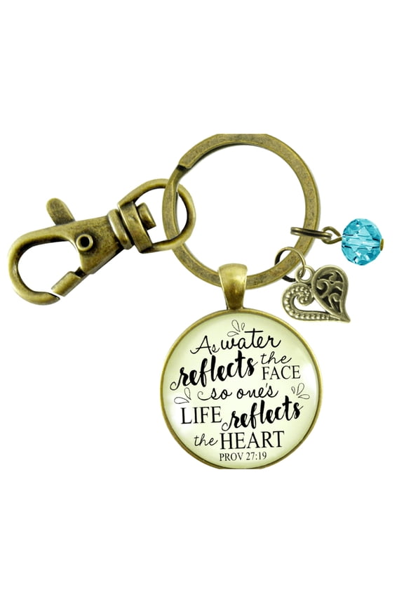 Faith Gutsy Goodness Bronze Keychain As Water Reflects Life Heart Inspired Womens Jewelry Heart Charm