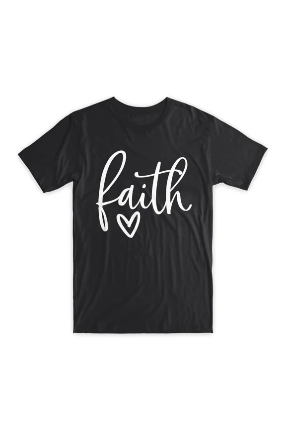 Faith Heart Printed T-Shirt Premium Soft Cotton Crew Neck Funny Tees Gifts NEW