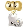 thumbnail image 1 of Faith Heart with AB Crystal - Gold Tone Bow Charm Bead, 1 of 1