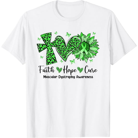 Faith Hope Cure Sunflower Leopard Muscular Dystrophy T-Shirt