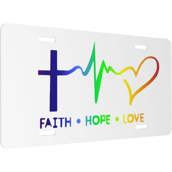 Faith Hope Love 1 License Plate for Front of Car,Deco Accessorie Aluminum Plate Vanity Tag for Women Men 6x12 Inch
