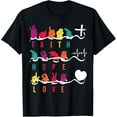 thumbnail image 1 of Faith Hope Love ASL American Sign Language T-ShirtMen and women, Black T-shirt, size: Extra large, 1 of 4