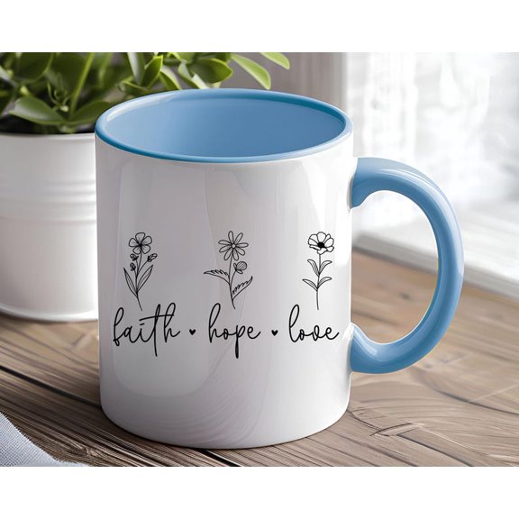 Faith Hope Love Accenoffee Mug, CH1Ristian ScR1ipture Coffee Mug