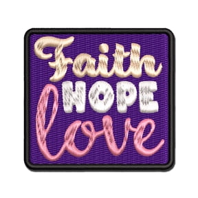 Faith Hope Love Applique Multi-Color Embroidered Iron-On Patch - 2.0 Inch Mini