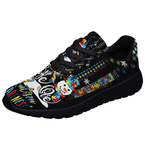 Faith Hope Love Autism Awareness Snowman Christmas Shoes Sneakers for Women Men Black Size 13