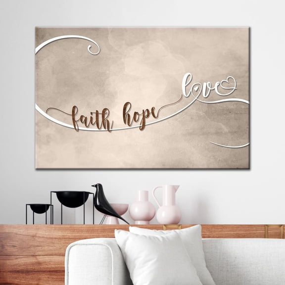 Faith Hope Love Bible Verse Canvas Print, Inspirational Religious Wall Art, Christian Home Decor