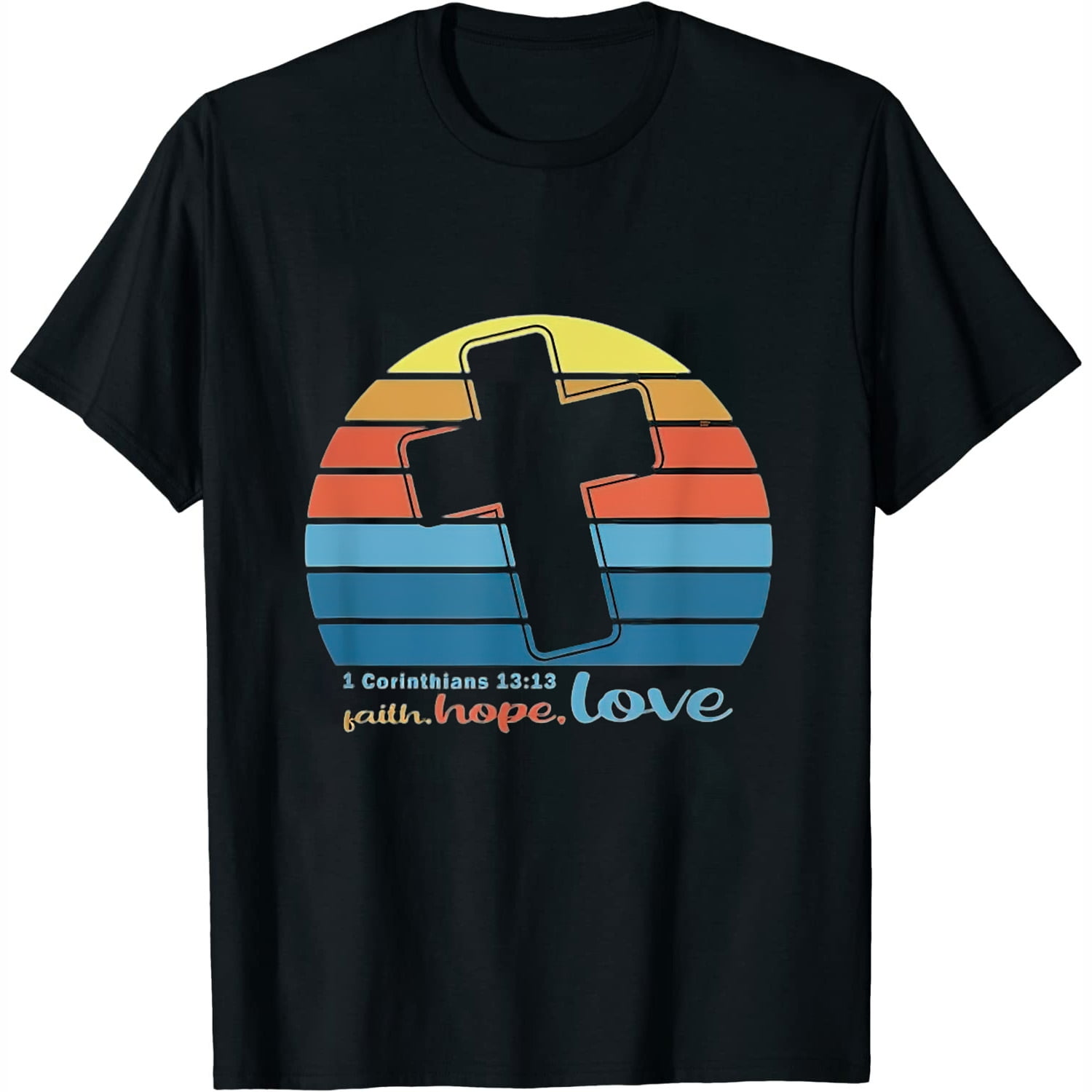 Faith Hope Love Bible Verse Shirts with a Cross Design Womens T-Shirt ...