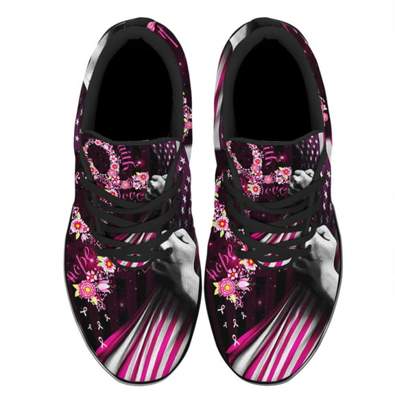 Faith Hope Love Breast Cancer Shoes Sneakers for Women Men Black Size 10