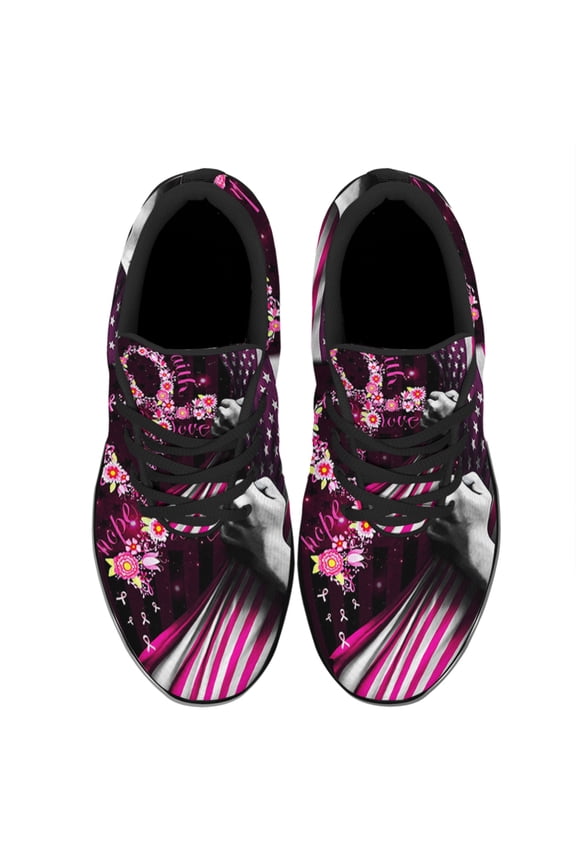 Faith Hope Love Breast Cancer Shoes Sneakers for Women Men Black Size 8