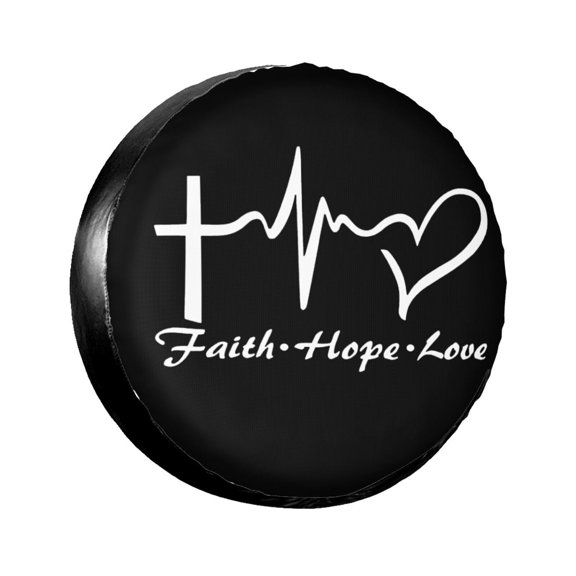 Faith Hope Love Christian Spare Tire Cover Waterproof Dust-Proof Universal Wheel Tire Covers Fit For Trailer, Rv, Suv Truck And Camper Accessories 17 Inch