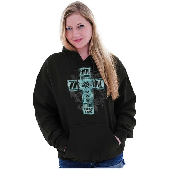 Faith Hope Love Cross Christian Hoodie Sweatshirt Women Brisco Brands M