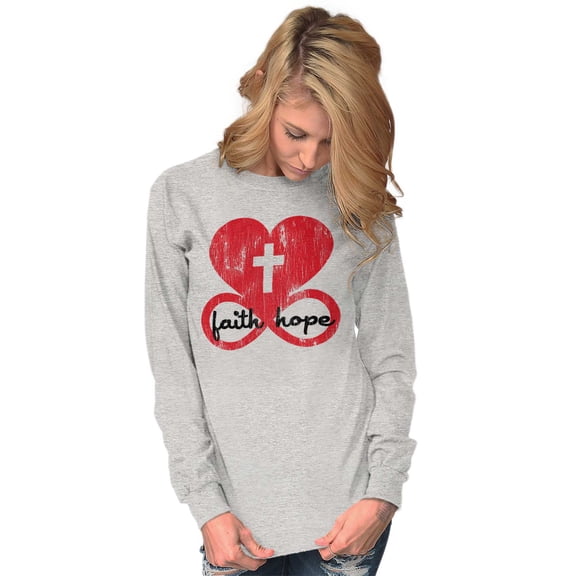 Faith Hope Love Cross Eternal Life Women Plus Size Long Sleeve Graphic Tee Brisco Brands 3X