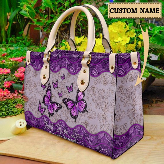 Faith Hope Love Crossbody Bags for Women Brand Design Women Handbag Butterfly Cancer Awareness Gift Leather PU Tote Bag