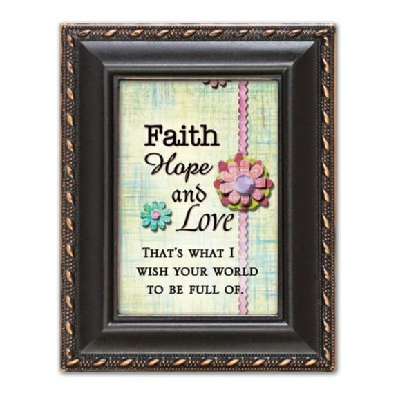 Faith Hope Love Distressed Black Cottage Garden Tiny Frame with Easel and Magnet