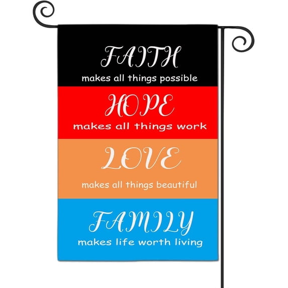 Faith Hope Love Family Garden Flags Decorative Outdoor Flags Simple and Light 12 X 18 Inches Double Sided