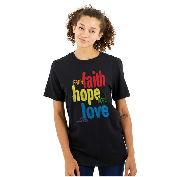 Faith Hope Love Happy Christian Women's Graphic T Shirt Tees Brisco Brands S