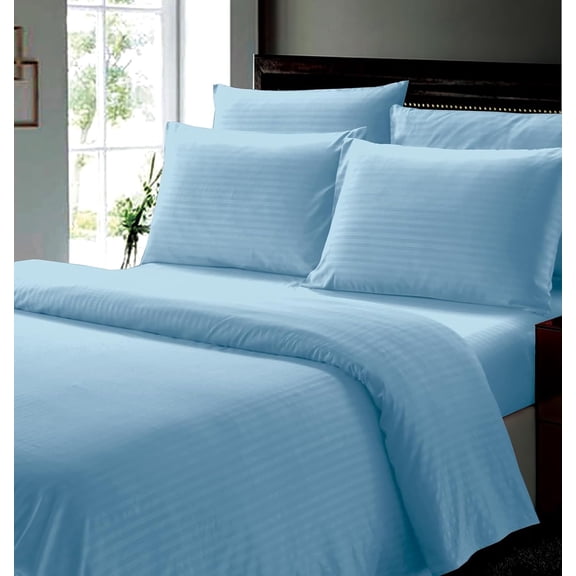 Faith, Hope, Love Home Décor 6 Piece Queen Stripe Sheet Set Includes 1 Flat Sheet 1 Fitted Sheet 4 Pillow Cases-Blue