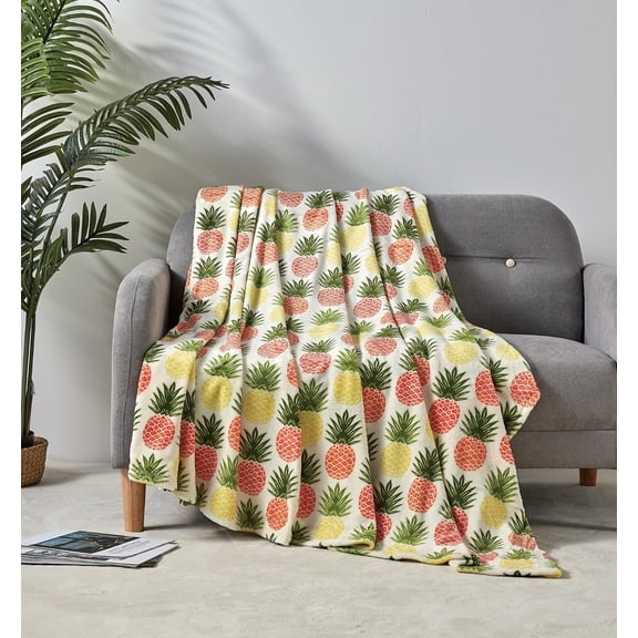 Faith, Hope, Love Home Décor Extra Heavy and Plush Throw Blanket (50" x 70") - Tropical Pineapple