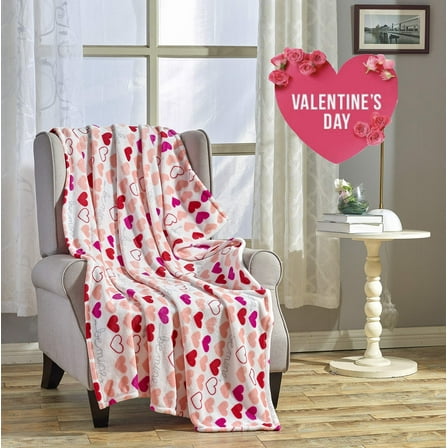 Faith, Hope, Love Home Décor Heart Blanket – Ultra Soft Microplush Throw 50"x60" | Cozy Love Theme Gift for Couch, Bed, Travel, Valentine’s Day & More | Washable | - Be Mine