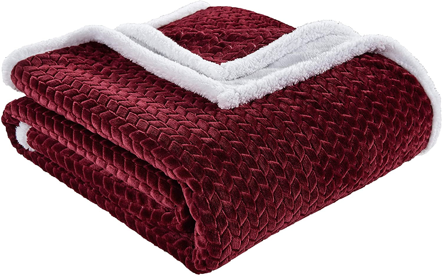 FAITH, HOPE, LOVE HOME DÉCOR Sherpa Throw Blanket, Burgundy, 50x60