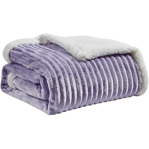 Faith, Hope, Love Home Dcor King Size Corduroy Oversized Sherpa Blankets (108" x 90") - Lilac