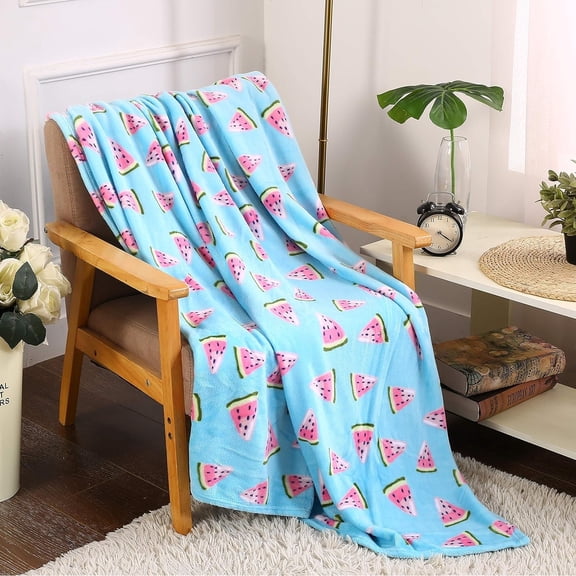 FAITH, HOPE, LOVE HOME DCOR Summertime Whimsy Plush Watermelon Fleece Throw Blanket (50" x 60") - Watermelon Slices, for Men, Women and Kids