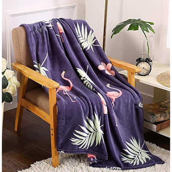 Faith, Hope, Love Home Dcor Tropical Summer Novelty Velvet Fleece Throw Blanket (50" x 60") - Flamingos