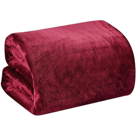 Faith, Hope, Love Home Décor Ultra Lush Twin Size Solid Microplush Blanket (66" X 86") - BURGUNDY