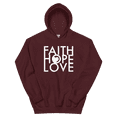 thumbnail image 1 of Faith Hope Love Hoodie - Molor Pullover Hooded Sweatshirt  (Maroon, S), 1 of 2