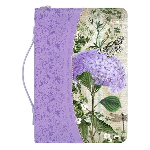 Faith Hope Love Hydrangea Floral Purple X-Large Faux Leather Bible Cover