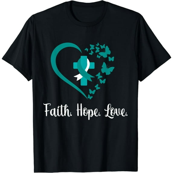 Faith Hope Love Jesus Cervical Cancer T-Shirt