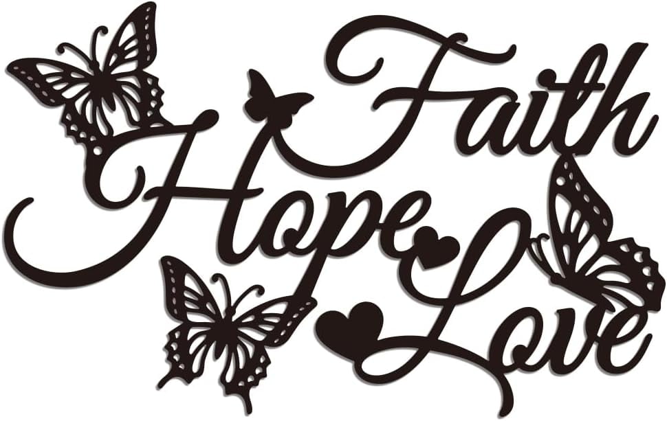 Faith Hope Love Metal Wall Art Decor Butterfly Faith Hope Love Black ...